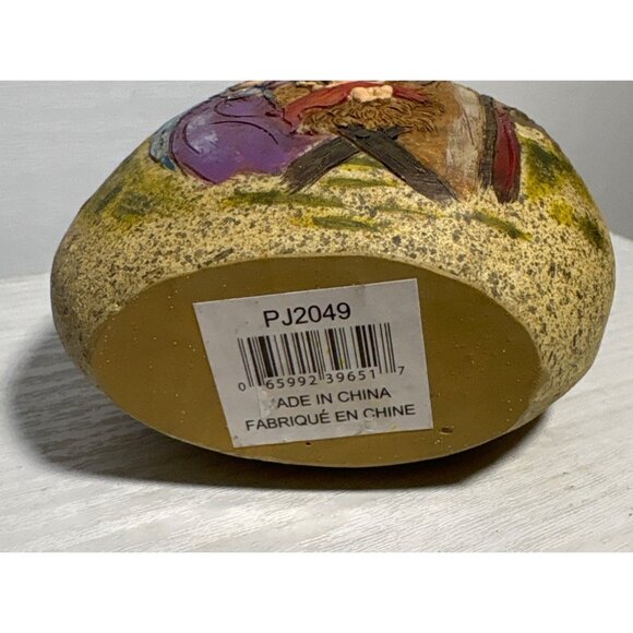 Nativity Scene Figurine Stone Shape 4.25" Tall Christmas Hand Painted Resin - Picture 5 of 7